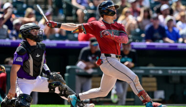 Corbin Carroll #7 of the Arizona Diamondbacks...
