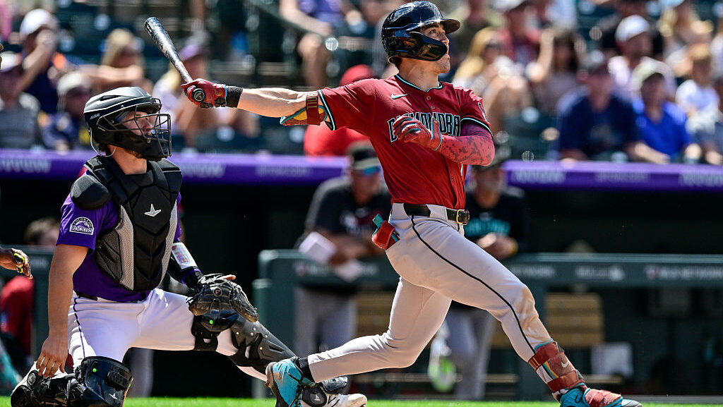 Corbin Carroll #7 of the Arizona Diamondbacks...