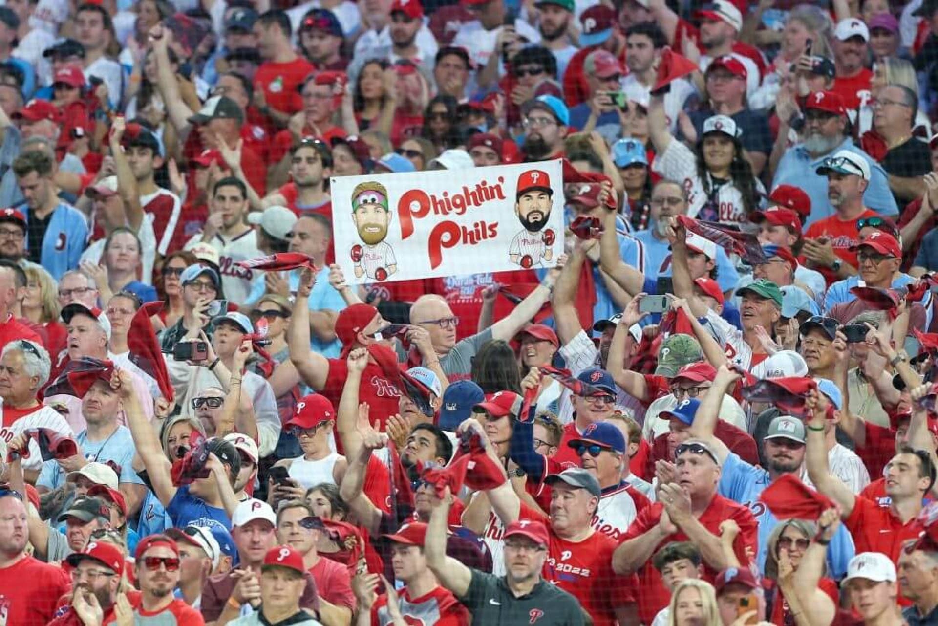 Phillies fans cheer before Game 1 of the ALDS against the Los Angeles Dodgers.