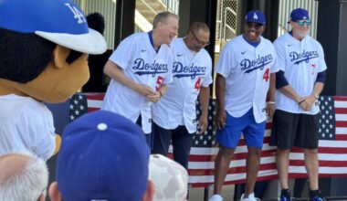 Dodgers Host Annual Veterans Day Batting Practice At Dodger Stadium