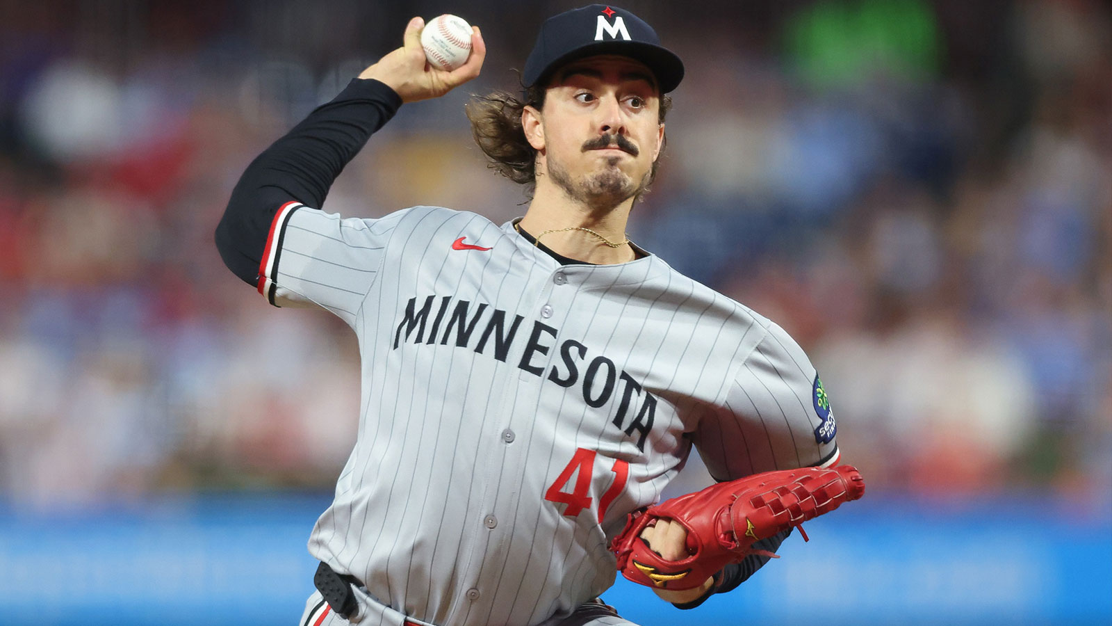 Minnesota Twins pitcher Joe Ryan (41) throws a pitch during the second inning against the Philadelphia Phillies at Citizens Bank Park. 