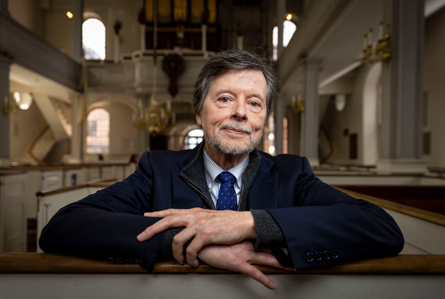 Ken Burns in the Old North Church on Wednesday, April 16, 2025.