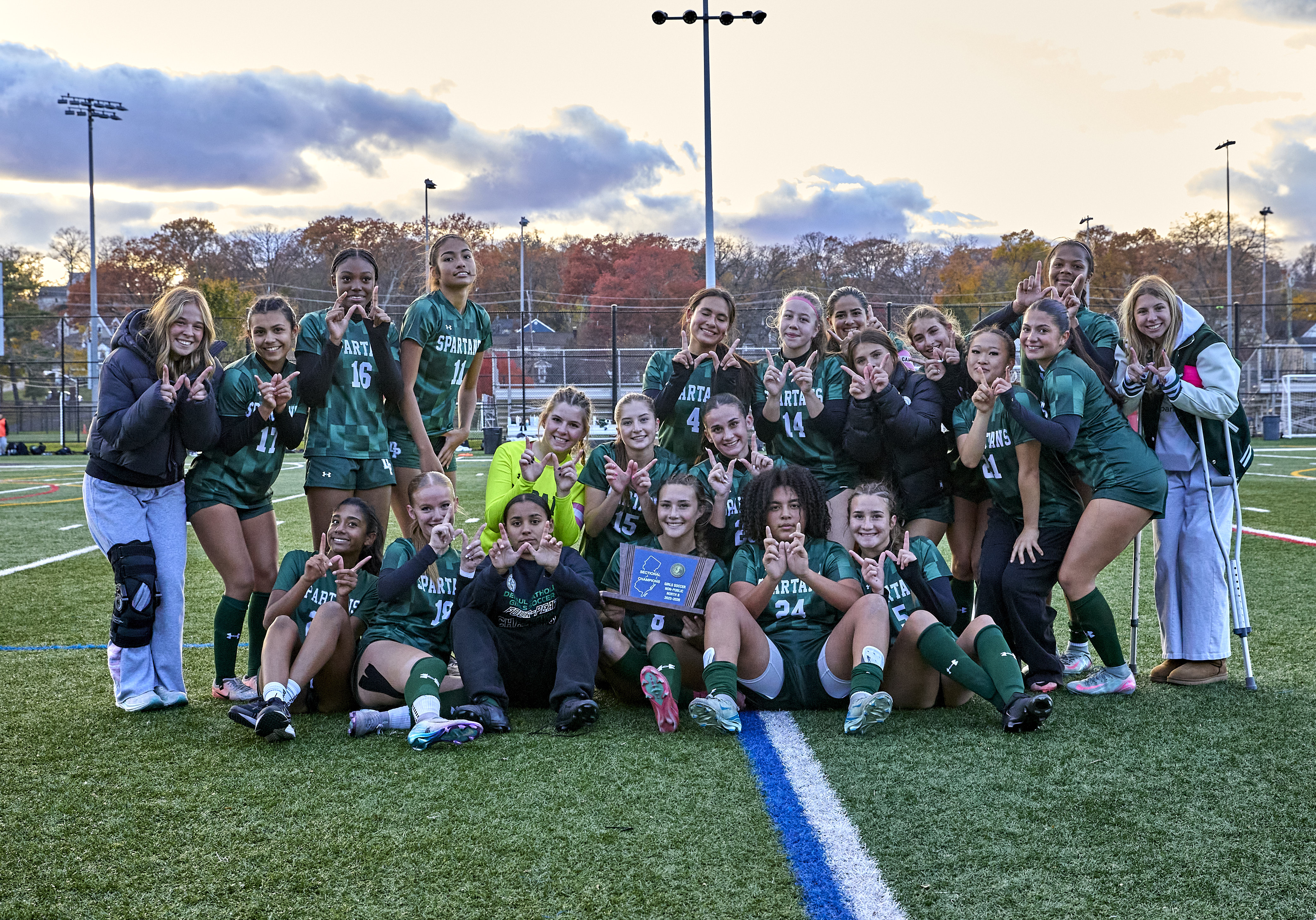 DePaul Catholic celebrates winning the Girls North, NPB Final against Montclair Kimberley 3-0 at DePaul Catholic High School in Wayne on Thursday, November 13, 2025.  