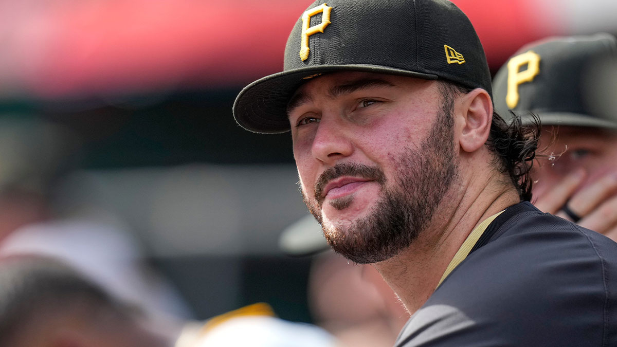 Pittsburgh Pirates starting pitcher Paul Skenes (30) watches from the dugout in the sixth inning of the MLB National League game between the Cincinnati Reds and the Pittsburgh Pirates