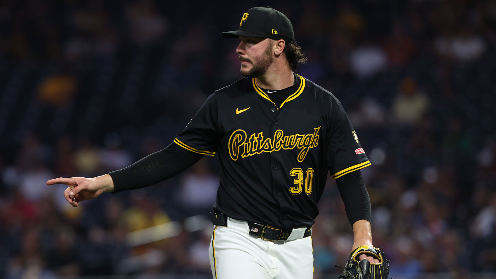 Pittsburgh Pirates starting pitcher Paul Skenes (30) pitches against the Chicago Cubs during the third inning at PNC Park.