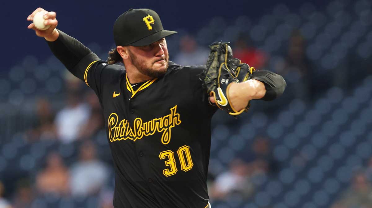 Pittsburgh Pirates starting pitcher Paul Skenes (30) pitches against the Chicago Cubs during the third inning at PNC Park.