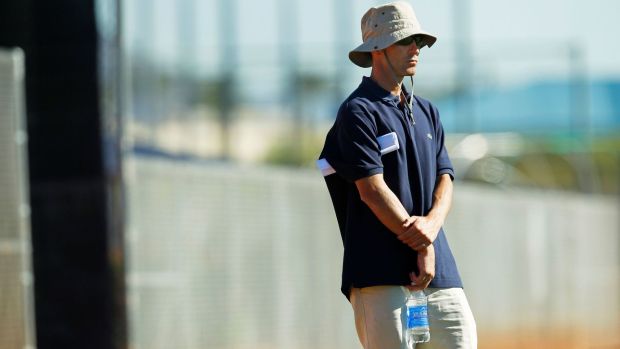 San Diego Padres general manager A. J. Preller looks on during a spring training workout. (KC Alfred, The San Diego Union-Tribune)