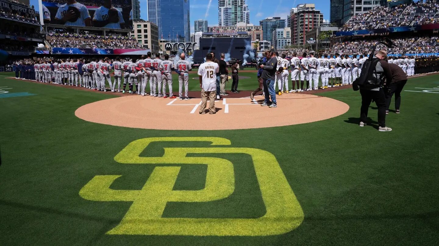 San Diego Padres vs Altanta Braves Thursday March 27,2025 in San Diego (FILE: AP Photo/Gregory Bull...