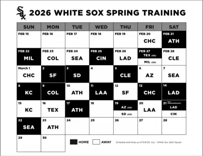 Chicago White Sox 2026 Spring Training Schedule