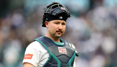 Seattle Mariners Cal Raleigh looks on ALDS 2025...