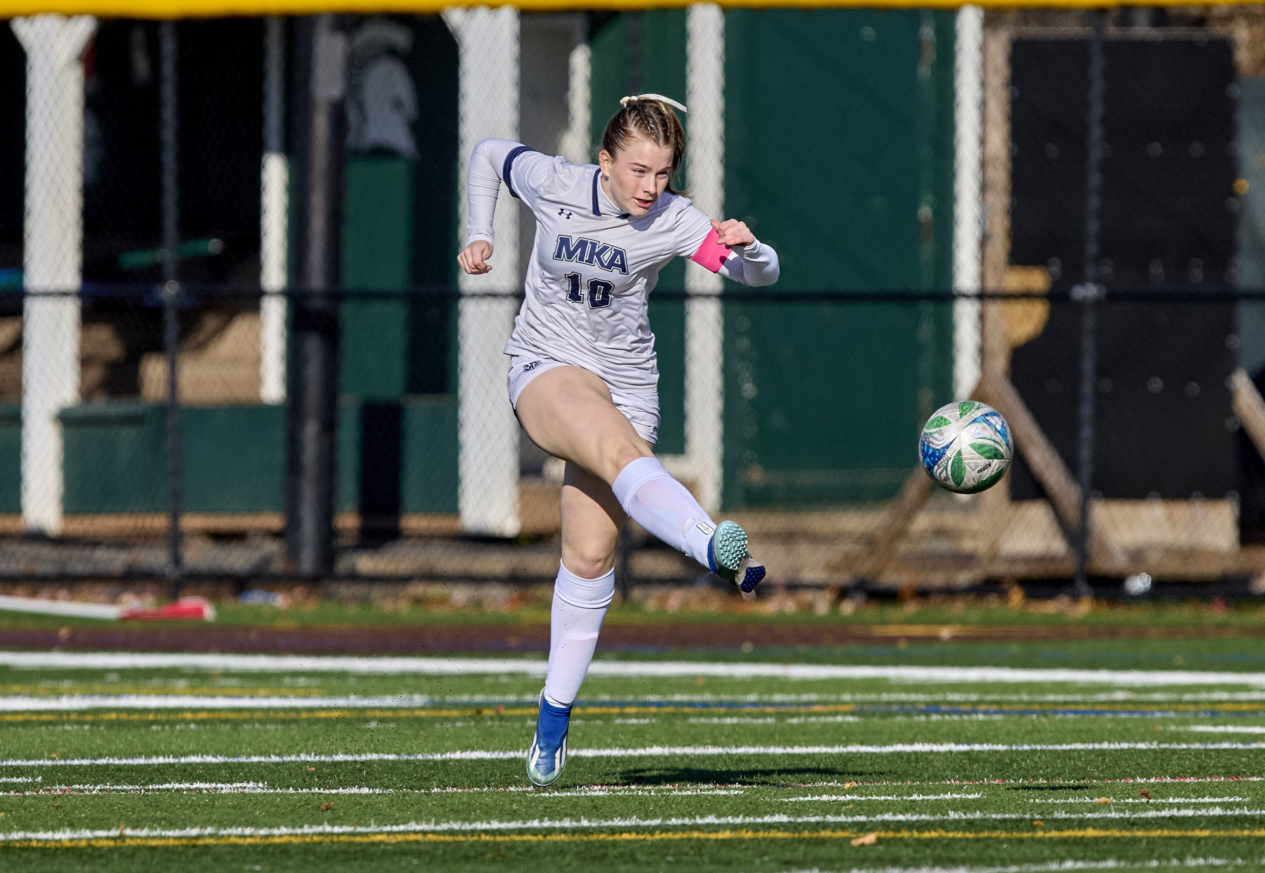 Ella Freeman (10) of Montclair Kimberley passes the ball up field against DePaul Catholic during the Girls North, NPB Final at DePaul Catholic High School in Wayne on Thursday, November 13, 2025.  