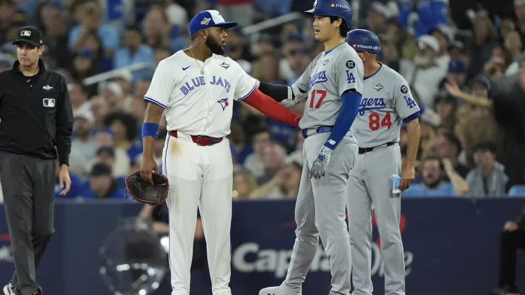Blue Jays' Vladimir Guerrero Jr., Dodgers' Shohei Ohtani are only 2 players in the history of baseball with these stats in one MLB postseason image