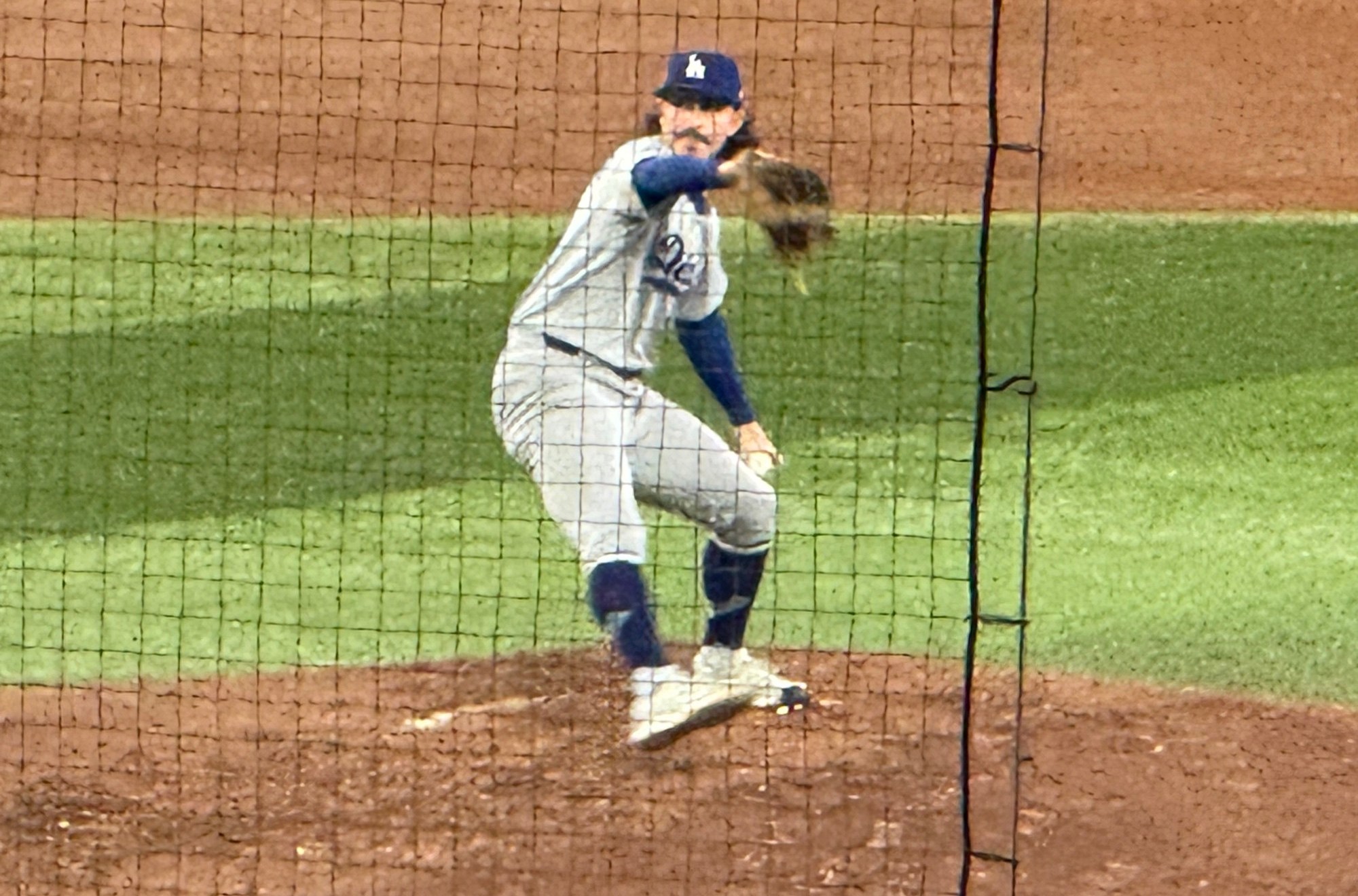 Wrobleski warming up in Game 7 of the World Series. Rogers Centre. November 1, 2025.