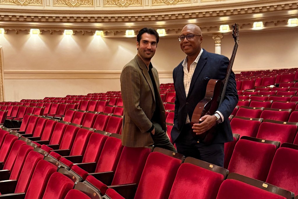Bernie Williams and Jonathan Tetelman at Carnegie Hall.