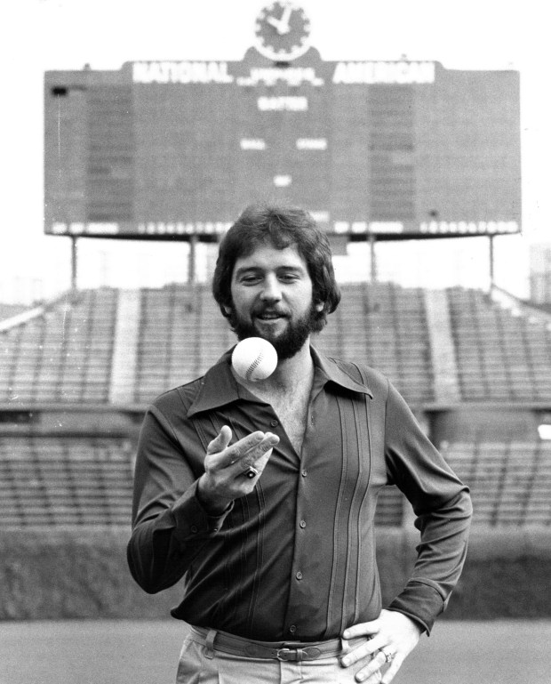 Bruce Sutter, relief pitcher for the Chicago Cubs, is named the Cy Young winner on Nov. 7, 1979, in Chicago at Wrigley Field. (Carl Hugare/Chicago Tribune)