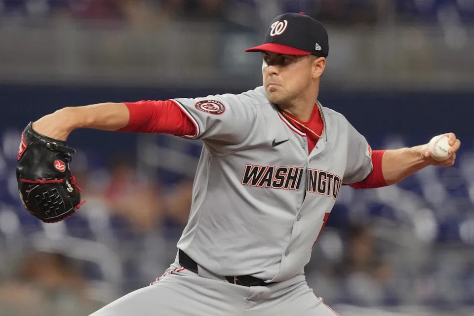 Washington Nationals pitcher MacKenzie Gore. Credit:&nbsp;Jim Rassol-Imagn Images.