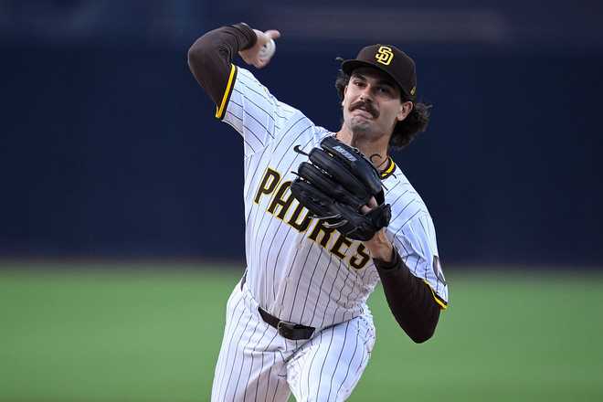 SAN DIEGO, CALIFORNIA - SEPTEMBER 13: Dylan Cease #84 of the San Diego Padres pitches against the Colorado Rockies during the first inning at Petco Park on September 13, 2025 in San Diego, California. (Photo by Orlando Ramirez/Getty Images)