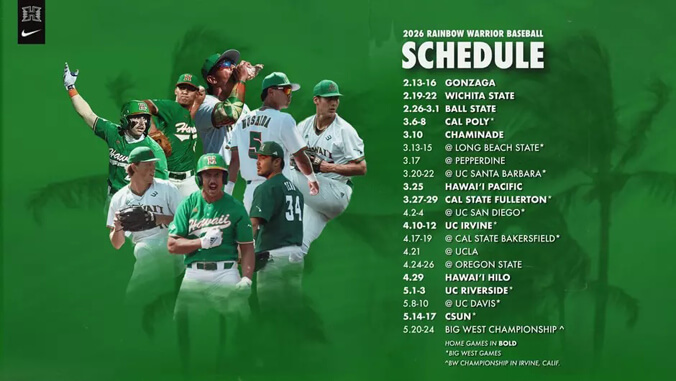 Rainbow Warrior baseball 2026 schedule