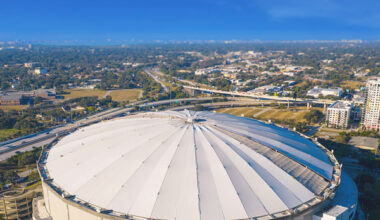 Tropicana Field roof repair work has been completed. Photo = Lace Official X