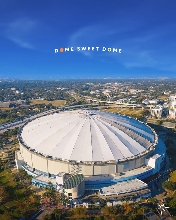 Tropicana Field roof repair work has been completed. Photo = Lace Official X