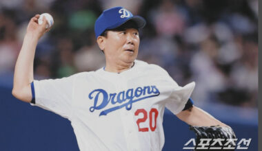 Sun Dong-yeol, a 61-year-old who returned to Chunichi 25 years ago, handled two hitters with seven pitches in the legend match, and Lee Jong-beom