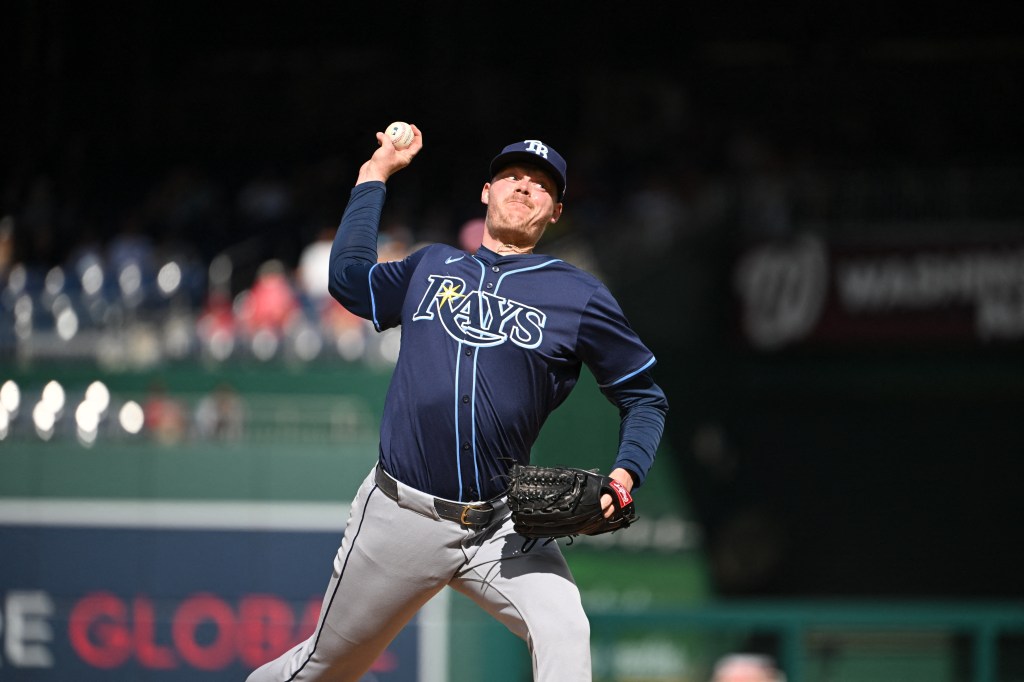 Tampa Bay Rays relief pitcher Pete Fairbanks throwing a pitch.