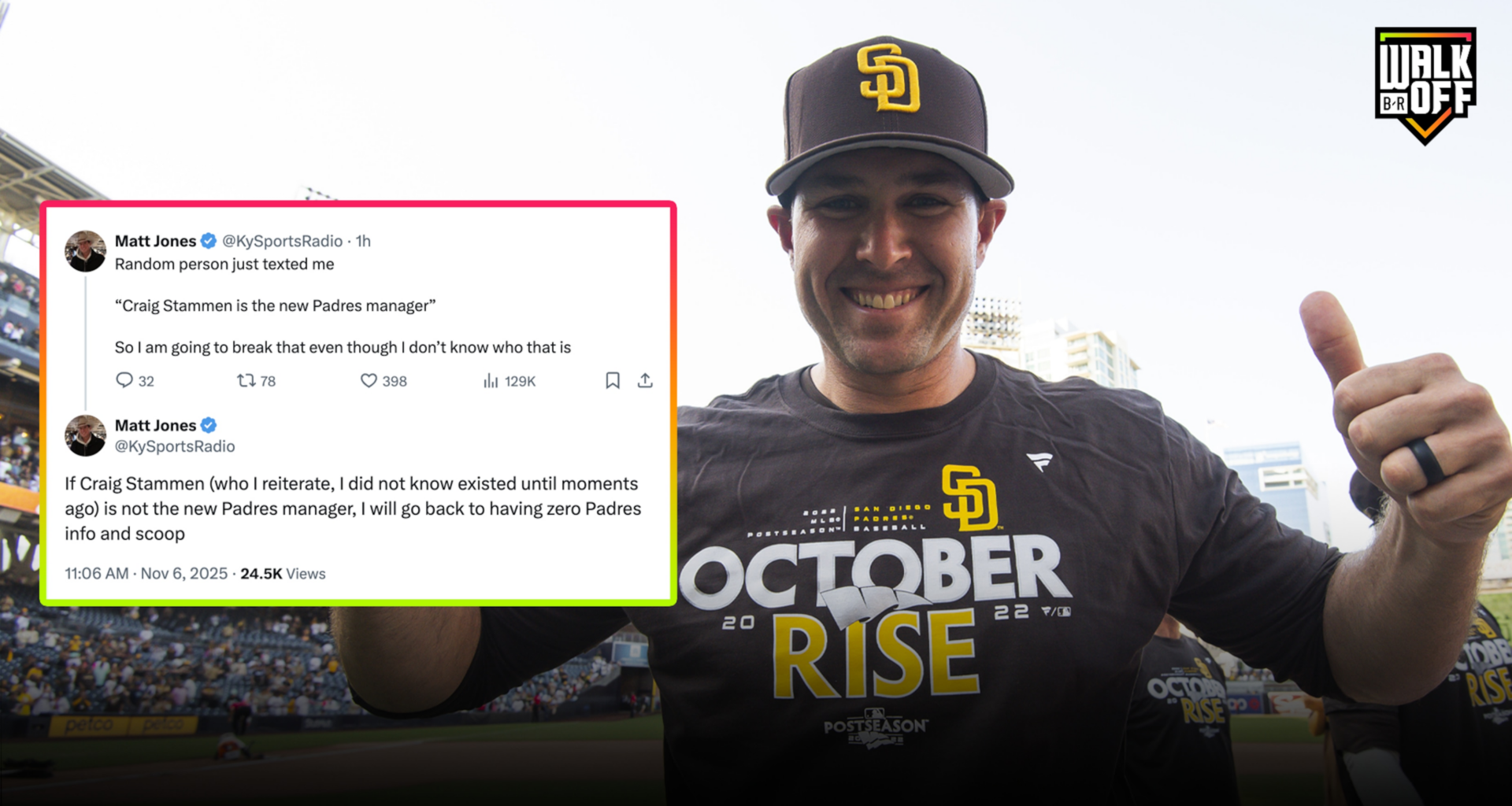 Kentucky Radio Host Breaks Padres' Manager Hire After Text From 'Random Person'