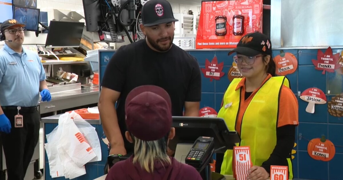 MLB catcher Jose Trevino serves meals at Whataburger to kick off week of events