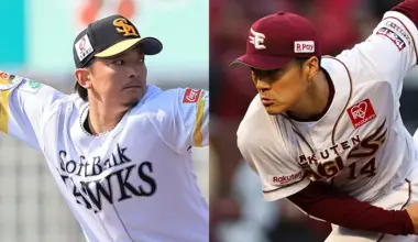 Fukuoka Softbank Hawks Nao Higashihama pitcher (left) ・ (right) [Photo: courtesy of the team]. Tohoku Rakuten Golden Eagles Takahiro Norimoto pitcher