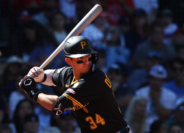 Boston, MA - Pittsburgh Pirates' Cam Devanney at bat during his major league debut during the 5th inning of the game at Fenway Park. (Nancy Lane/Boston Herald)