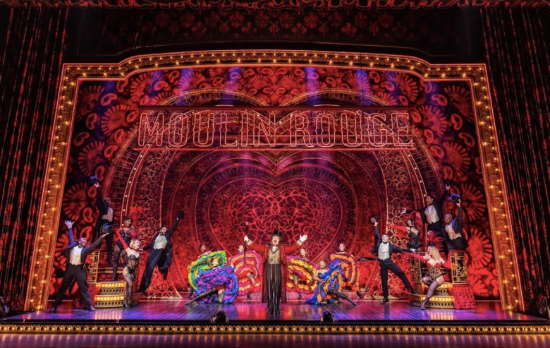 The colorful and well-designed set of the musical "Moulin Rouge"