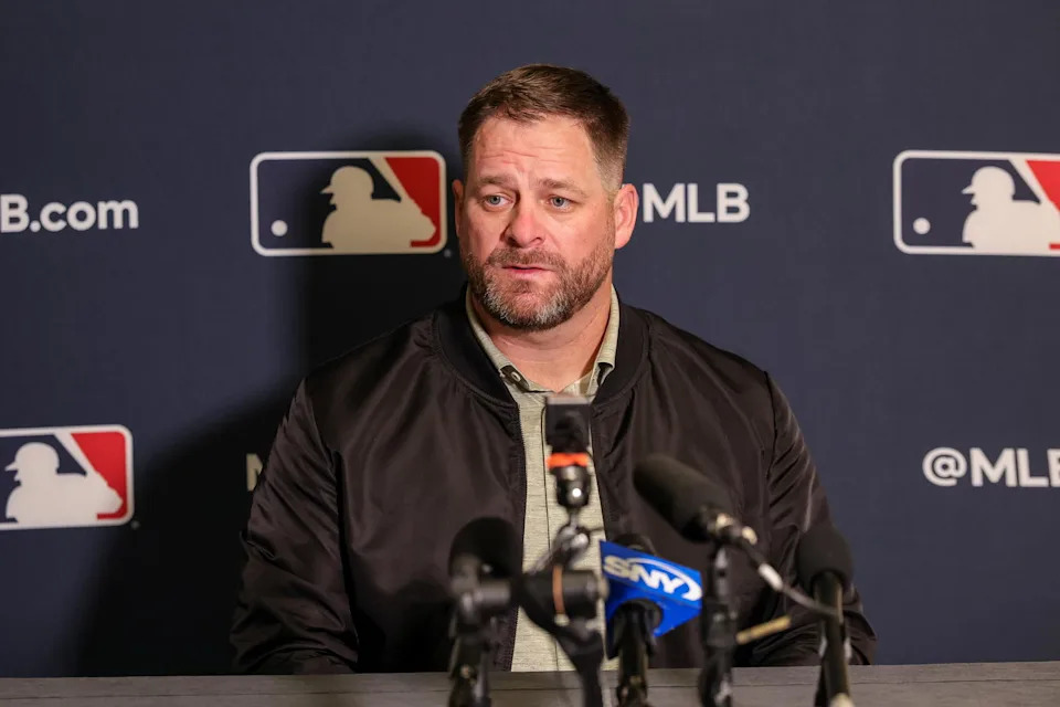 Dec 8, 2025; Orlando, FL, USA; Cleveland Guardians manager Stephen Vogt speaks with the media during the 2025 MLB Winter Meetings at Signia by Hilton Hotel. Mandatory Credit: Mike Watters-Imagn Images