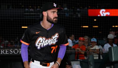 Sep 23, 2025; San Francisco, California, USA; San Francisco Giants designated hitter Bryce Eldridge (78) takes the field before their game against the St. Louis Cardinals at Oracle Park. Mandatory Credit: Eakin Howard-Imagn Images