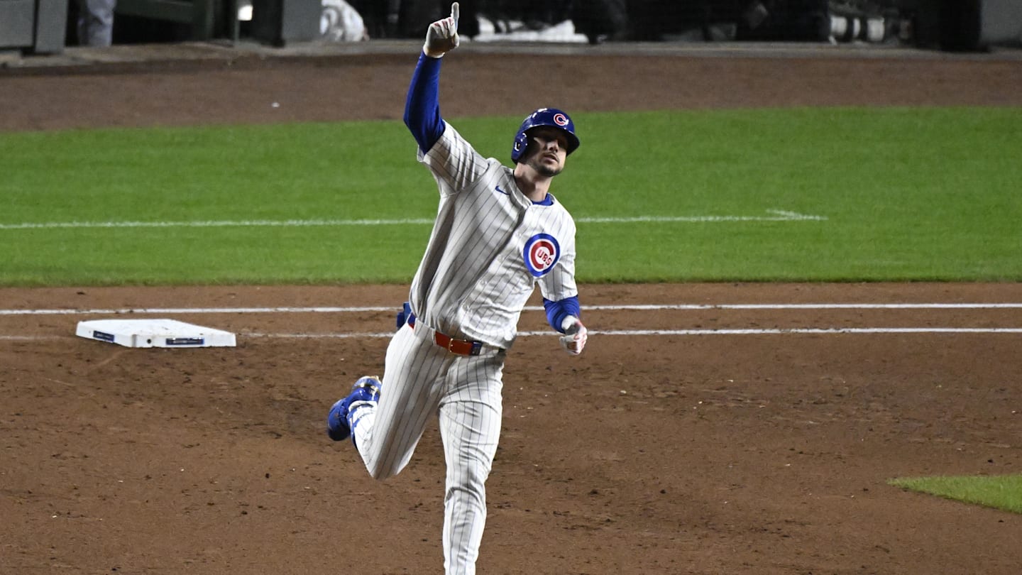 Oct 9, 2025; Chicago, Illinois, USA; Chicago Cubs right fielder Kyle Tucker (30) reacts after hitting a home run against the Milwaukee Brewers during the seventh inning in game four of the NLDS round for the 2025 MLB playoffs at Wrigley Field. Mandatory Credit: Matt Marton-Imagn Images