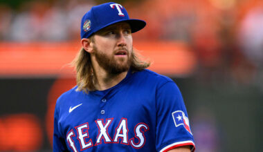 Jun 30, 2024; Baltimore, Maryland, USA; Texas Rangers third base Davis Wendzel (38) warms up before the game between the Baltimore Orioles and the Texas Rangers at Oriole Park at Camden Yards. Mandatory Credit: Reggie Hildred-Imagn Images