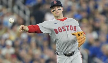 Sep 25, 2025; Toronto, Ontario, CAN; Boston Red Sox third baseman Alex Bregman (2) throws out Toronto Blue Jays catcher Tyler Heineman (not pictured) at first base during the third inning at Rogers Centre.