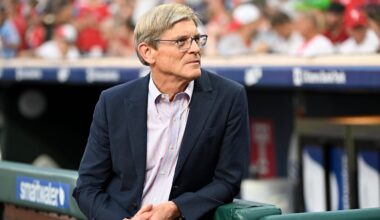 Sep 4, 2025; Philadelphia, Pennsylvania, USA; Philadelphia Phillies principal owner John Middleton on field before game against the Atlanta Braves at Lincoln Financial Field. Mandatory Credit: Eric Hartline-Imagn Images