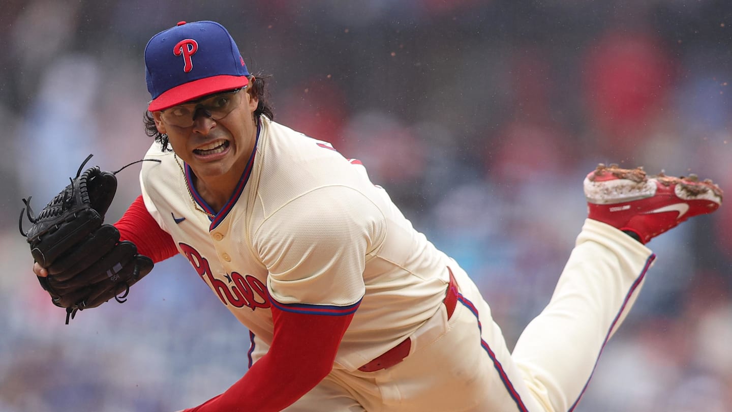 May 14, 2025; Philadelphia, Pennsylvania, USA; Philadelphia Phillies pitcher Jesús Luzardo (44) pitches during the second inning against the St. Louis Cardinals at Citizens Bank Park.