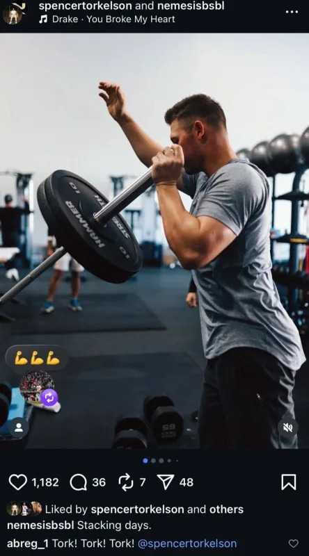 Alex Bregman reacts on Instagram to a post from Detroit Tigers first baseman Spencer Torkelson@a_breg1 on Instagram