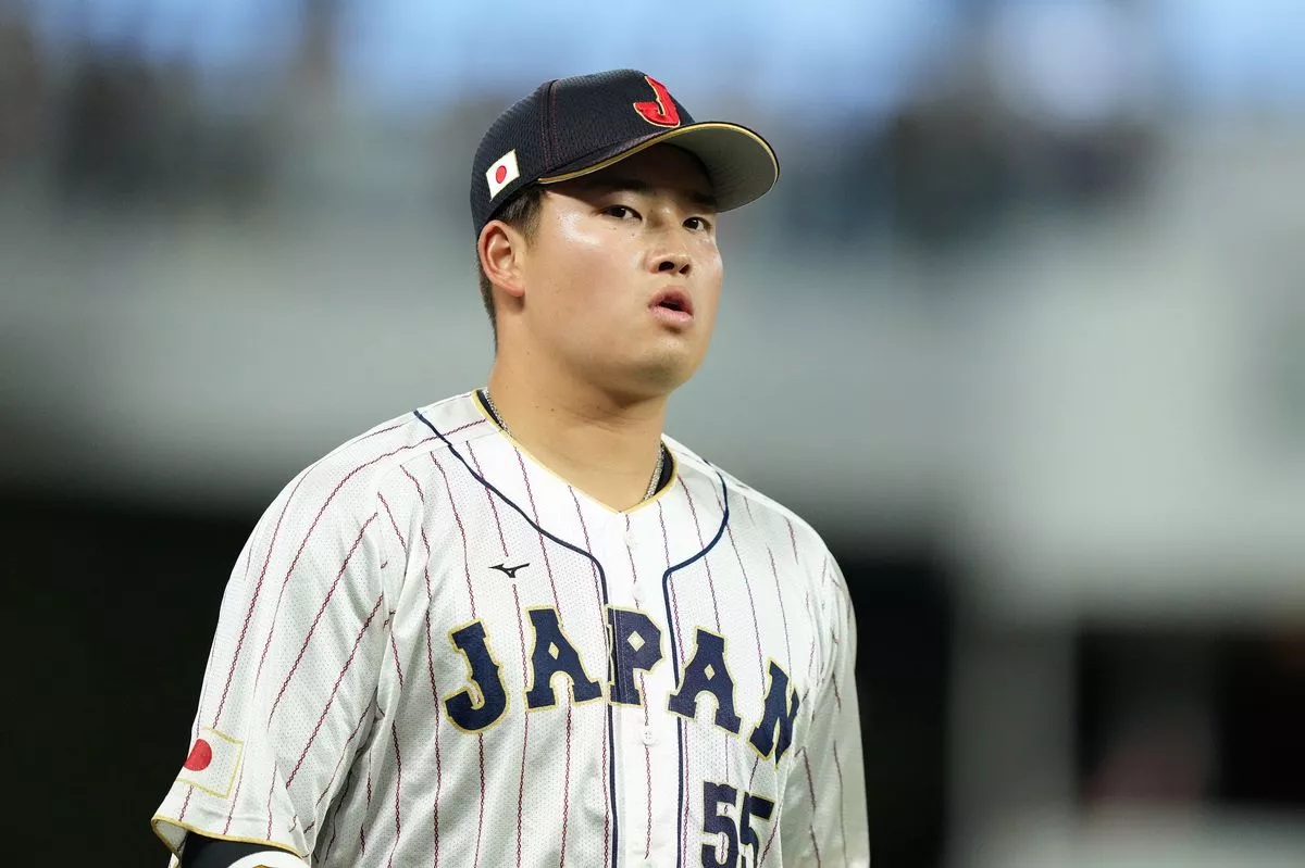 Japanese baseball player Munetaka Murakami on the field at the World Baseball Classic
