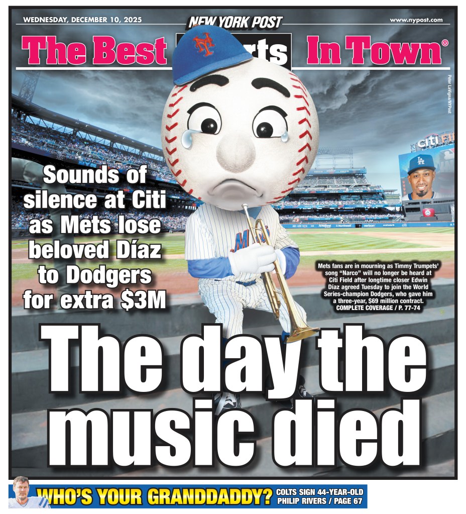 The New York Post back page for Weds. Dec. 9, 2025.