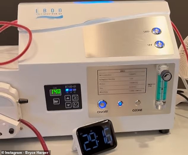 The EBOO machine exposes blood to a medical-grade ozone mixture over about an hour or so