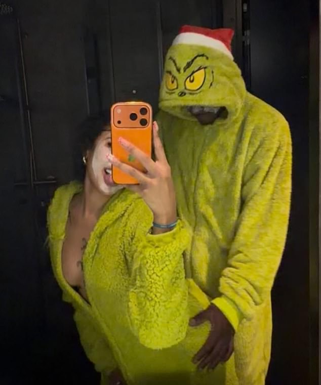 Yankees star Jazz Chisholm and his partner, Ahnalys Santiago, celebrated the holidays