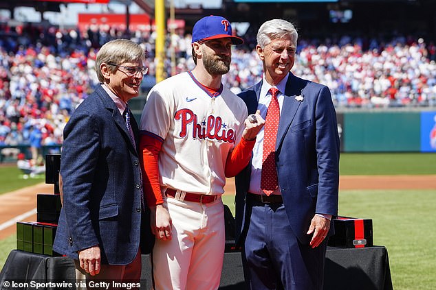 Dombrowski (right) questioned Harper's 'elite' status back in October after a difficult season