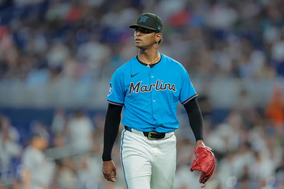 Miami Marlins pitcher Edward Cabrera. Credit:&nbsp;Sam Navarro-Imagn Images.