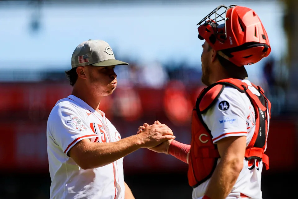 Emilio Pagan, celebrating a victory with catcher Tyler Stephenson, was among the NL leaders with 32 saves and 81 strikeouts last season.