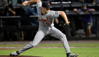 FILE - Detroit Tigers pitcher Chase Lee throws during the fifth inning of a baseball game against the Tampa Bay Rays in Tampa, Fla., June 20, 2025. (AP Photo/Jason Behnken, File)