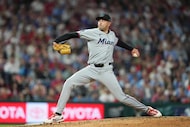 Miami Marlins' Anthony Veneziano pitches during the fourth inning of a baseball game against...