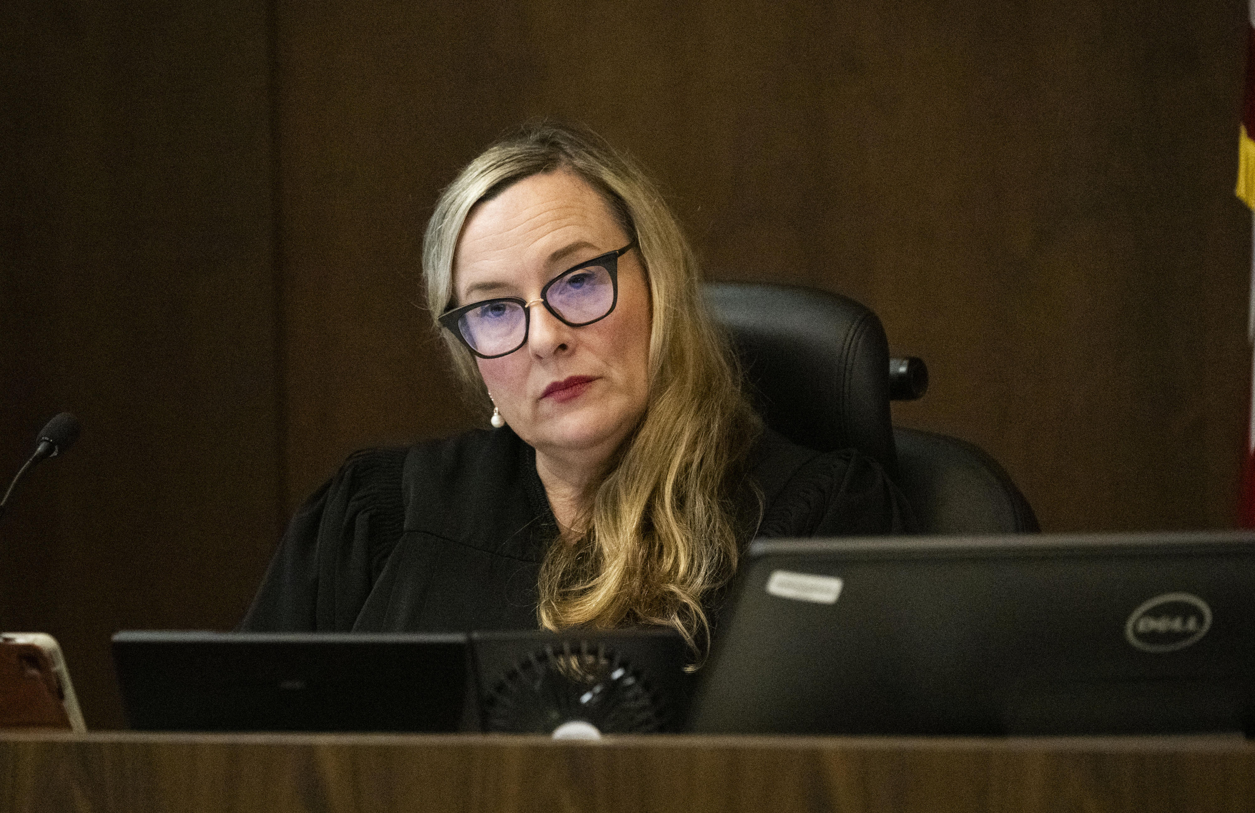 Judge H. Shaina Colover listens as Daniel Dutko gives his...
