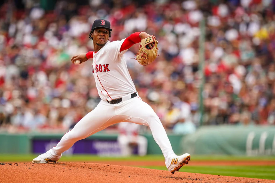 Sep 18, 2025; Boston, Massachusetts, USA; Boston Red Sox pitcher Brayan Bello (66) throws a pitch against the Athletics in the first inning at Fenway Park. (David Butler II/Imagn Images)